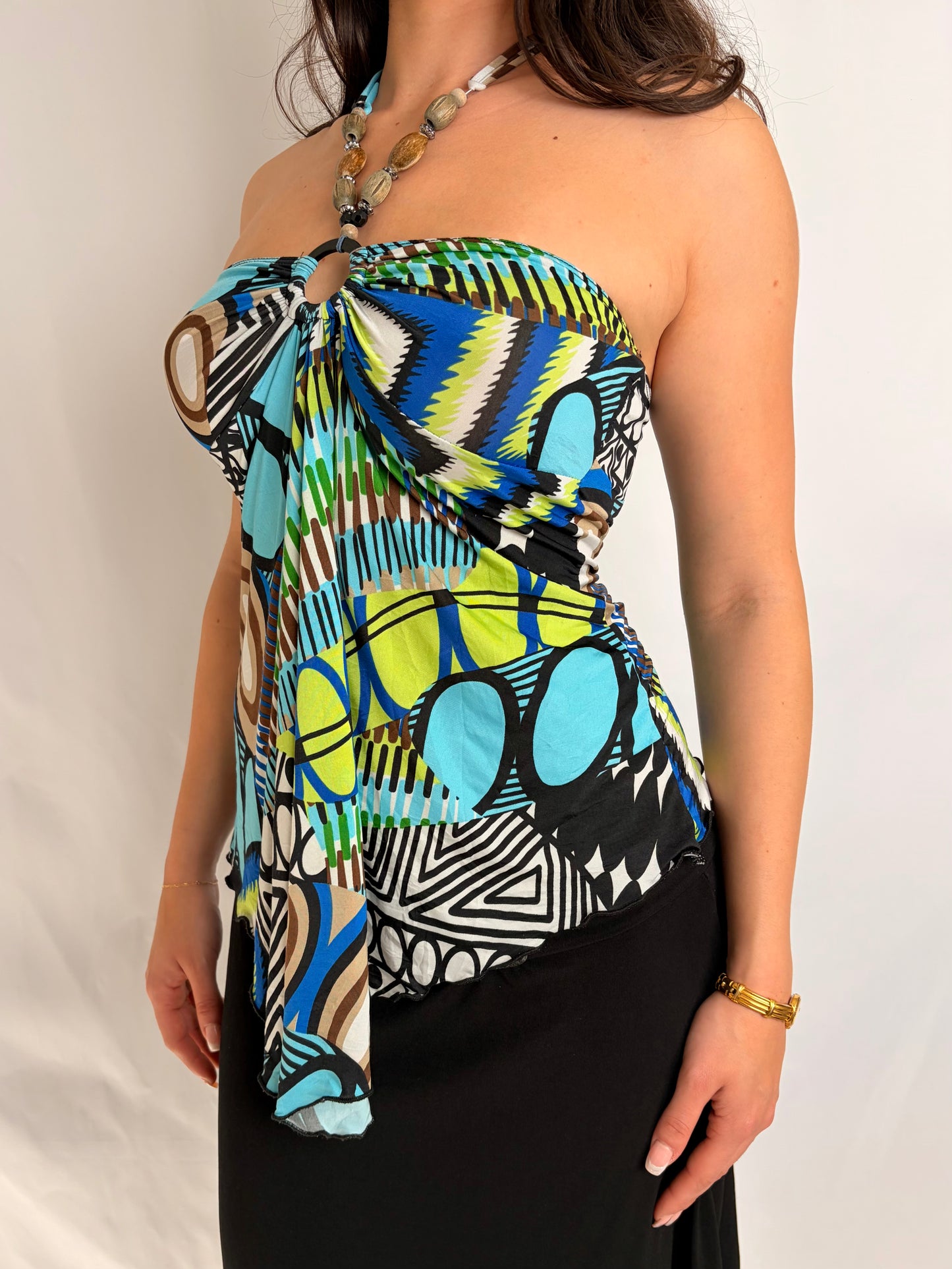 2000s funky beaded halter