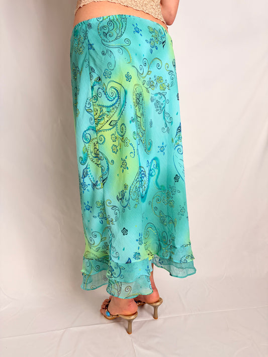 2000s floral maxi skirt