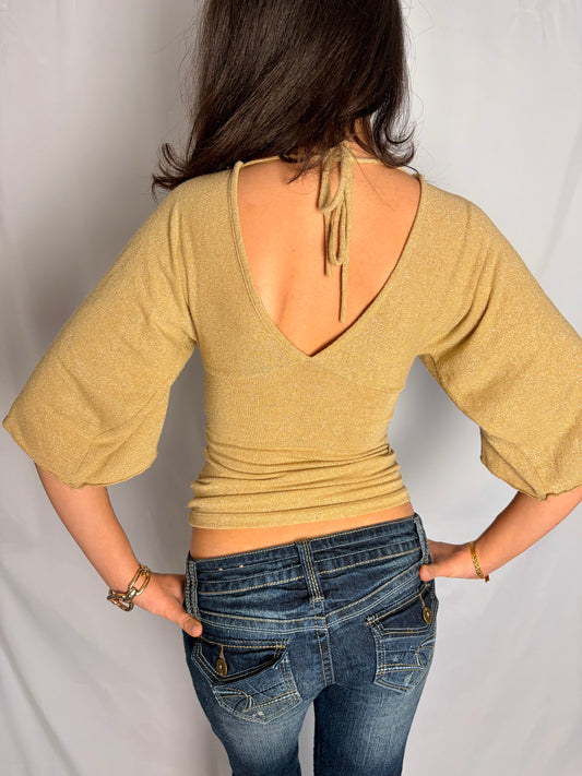 2000s gold shimmer top