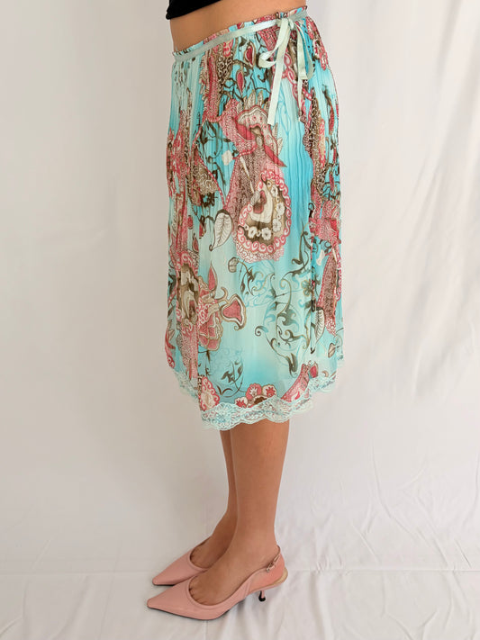 Y2K floral fairy midi skirt