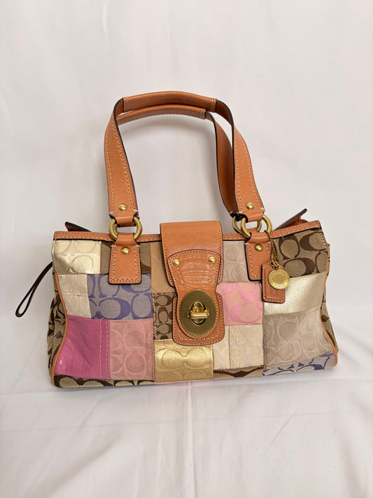COACH patchwork turnlock handbag