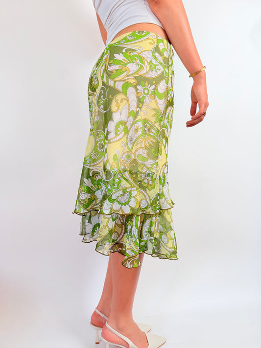 2000s floral fairy midi skirt