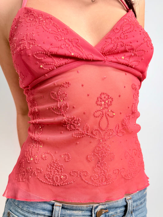 2000s coral rare pinterest beaded cami