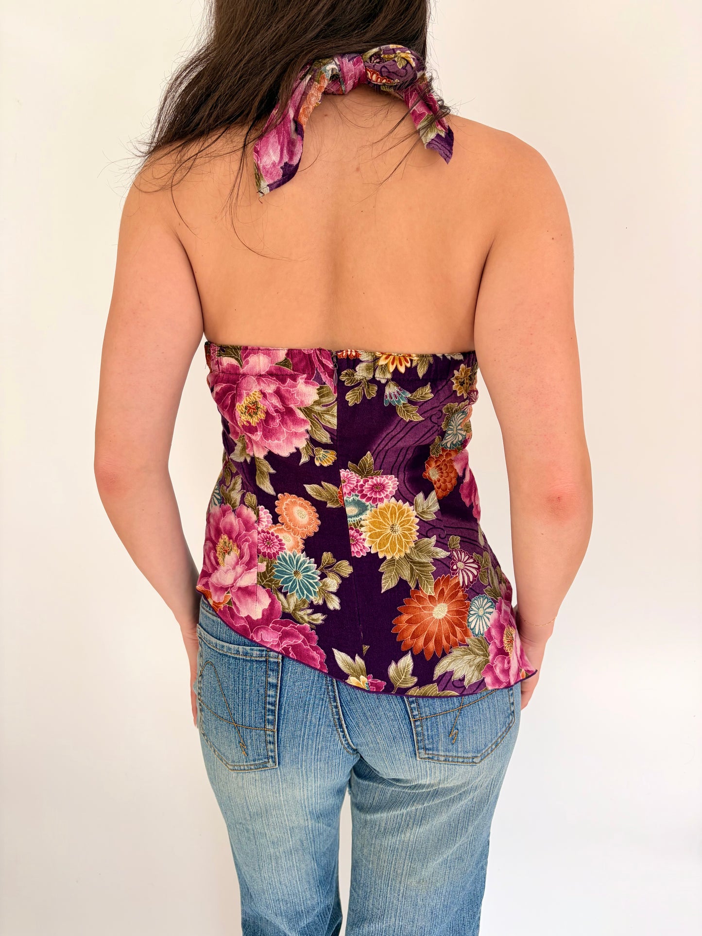 2000s floral halter top