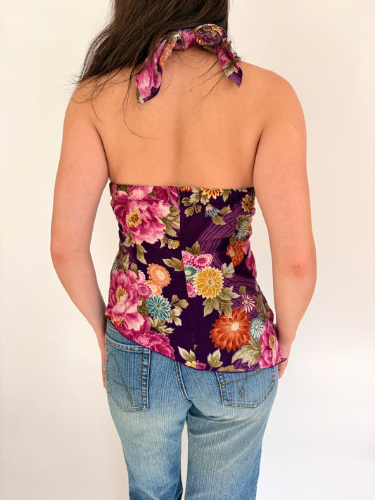 2000s floral halter top