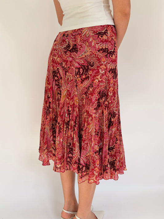 2000s paisley midi skirt