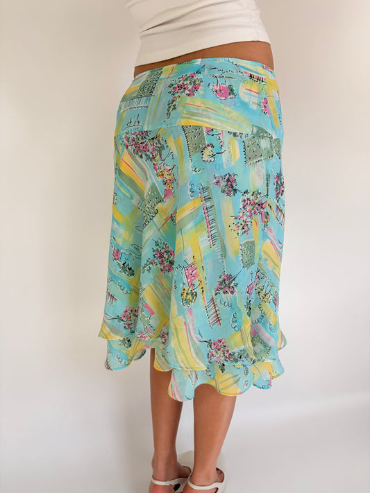2000s graphic midi skirt