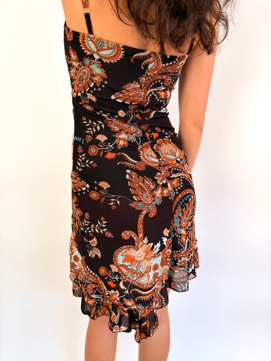 2000s paisley fairy mini dress
