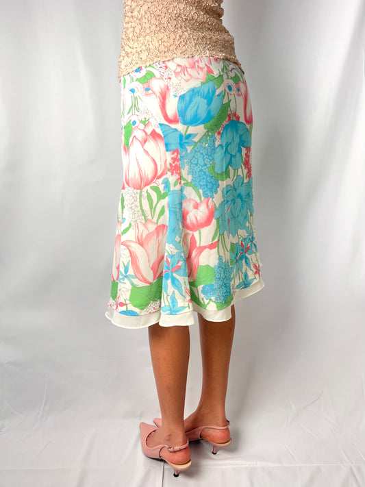 2000s floral midi skirt