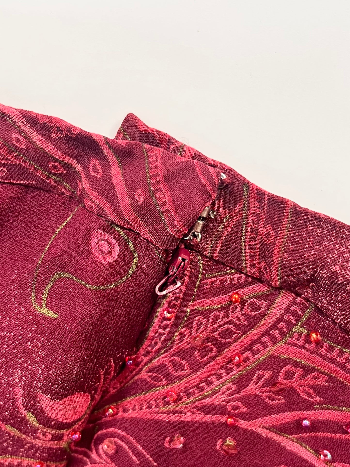 2000s 100% silk beaded midi skirt