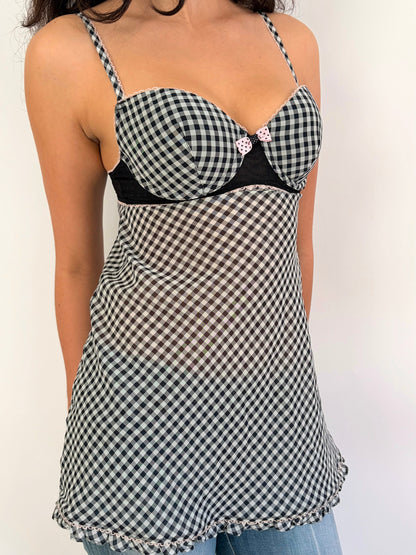20000s gingham babydoll top