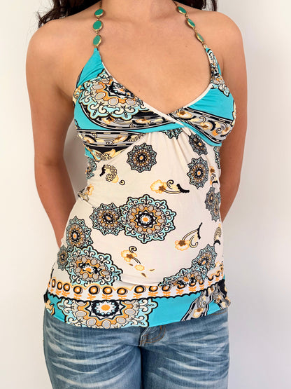 2000s gem halter pattern top