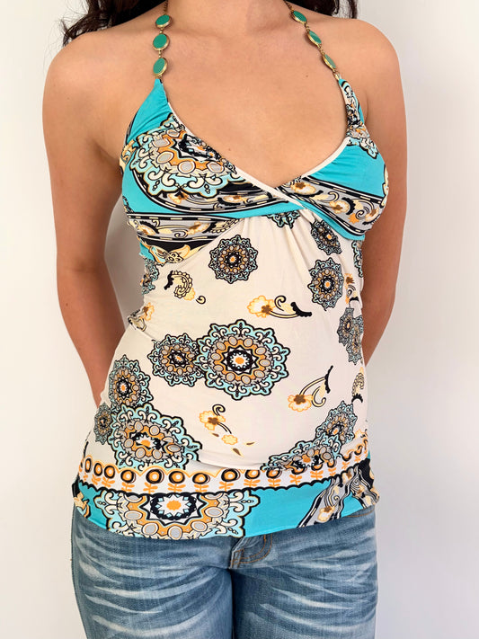 2000s gem halter pattern top