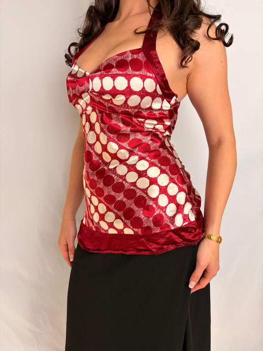 2000s cherry polka halter