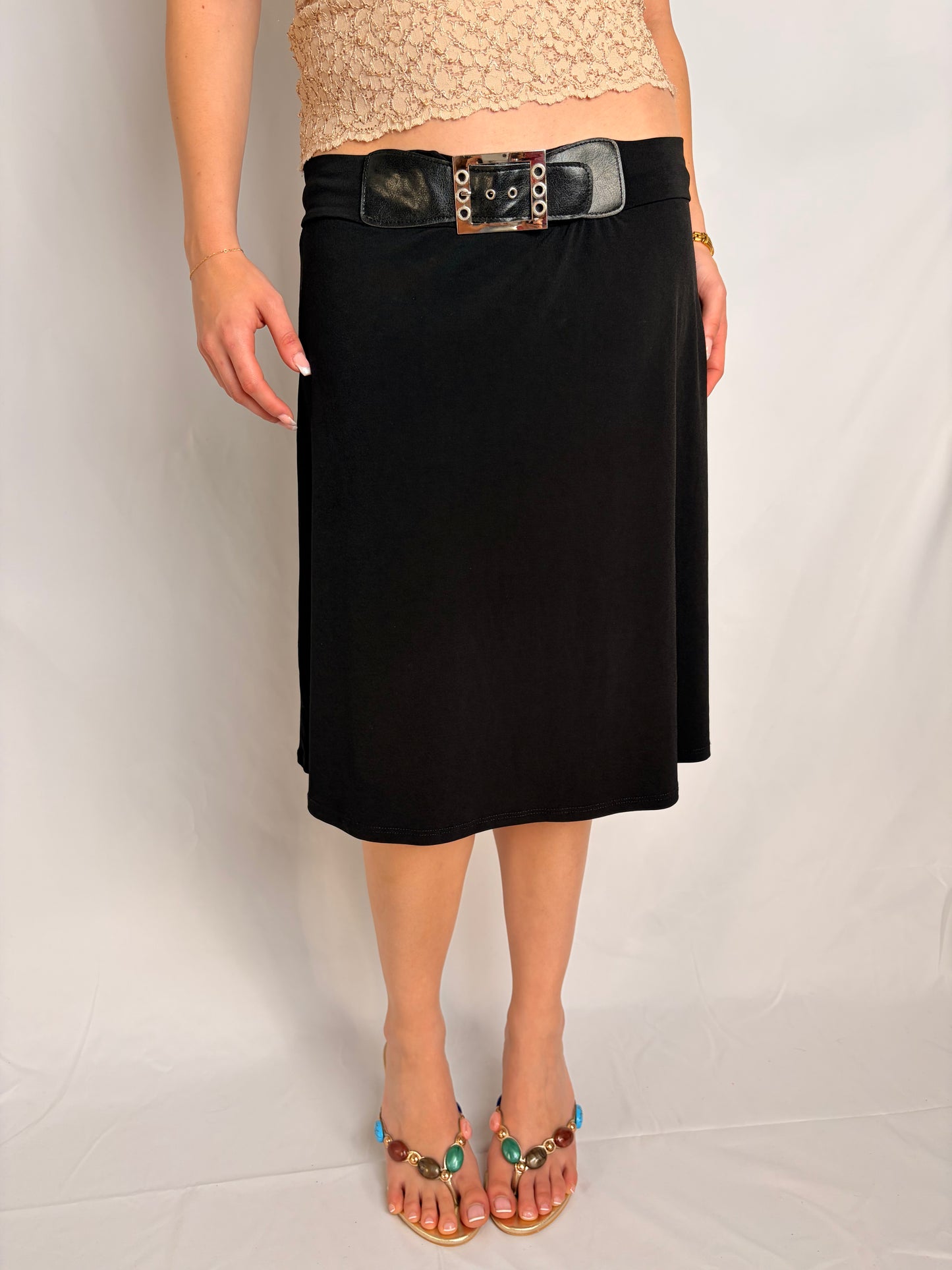 2000s buckle midi skirt