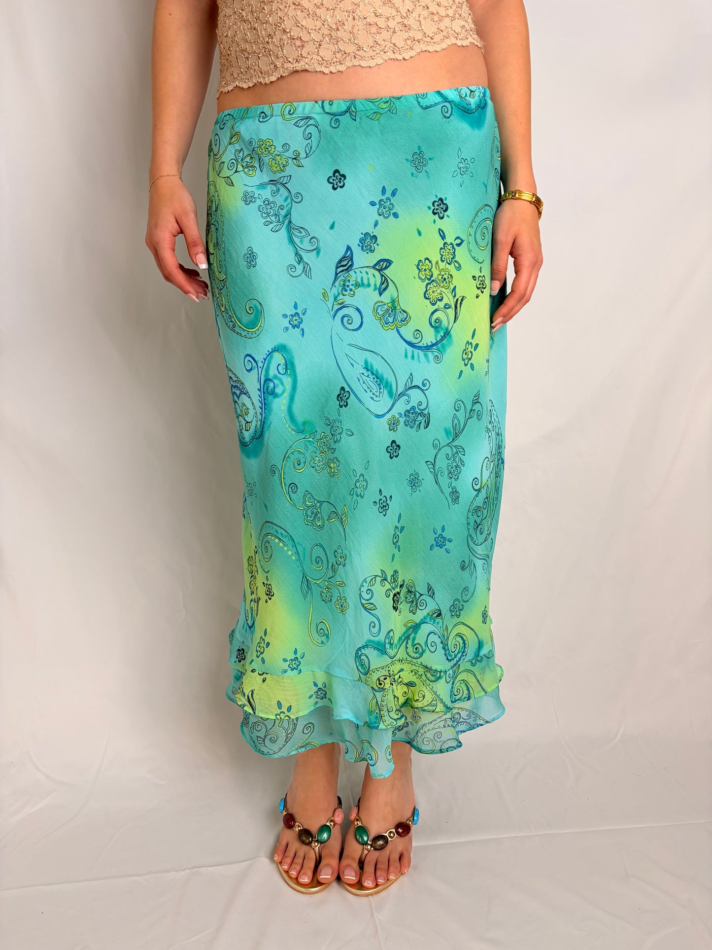 2000s floral maxi skirt