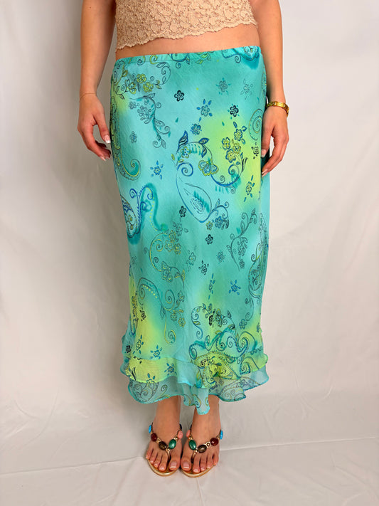 2000s floral maxi skirt