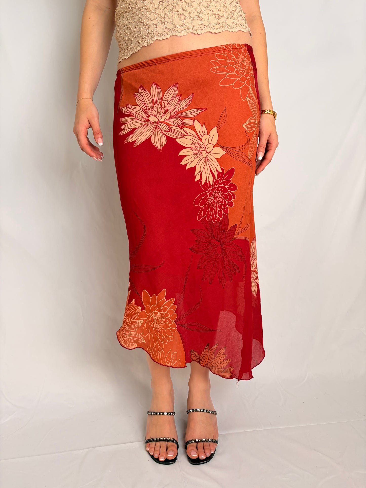 2000s floral maxi skirt