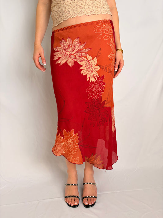 2000s floral maxi skirt