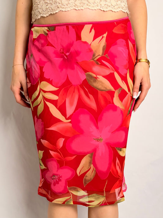 2000s floral midi skirt