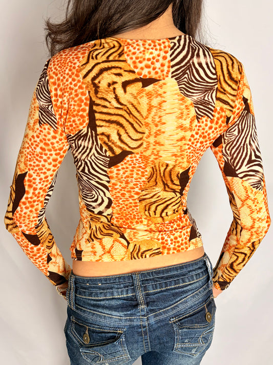 2000s animal print long sleeve