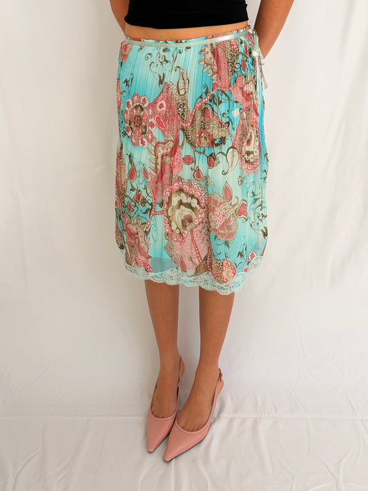 Y2K floral fairy midi skirt