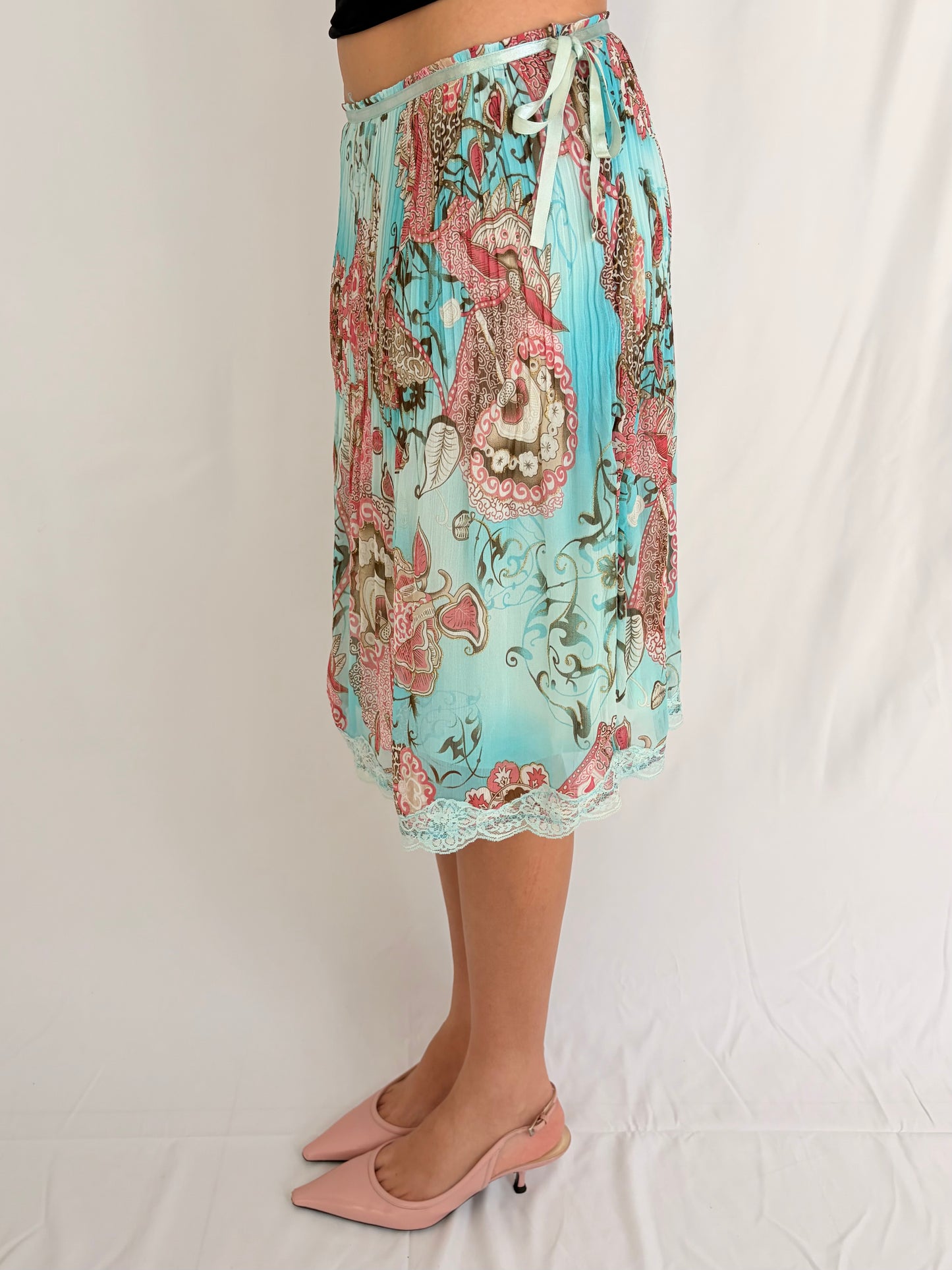 Y2K floral fairy midi skirt