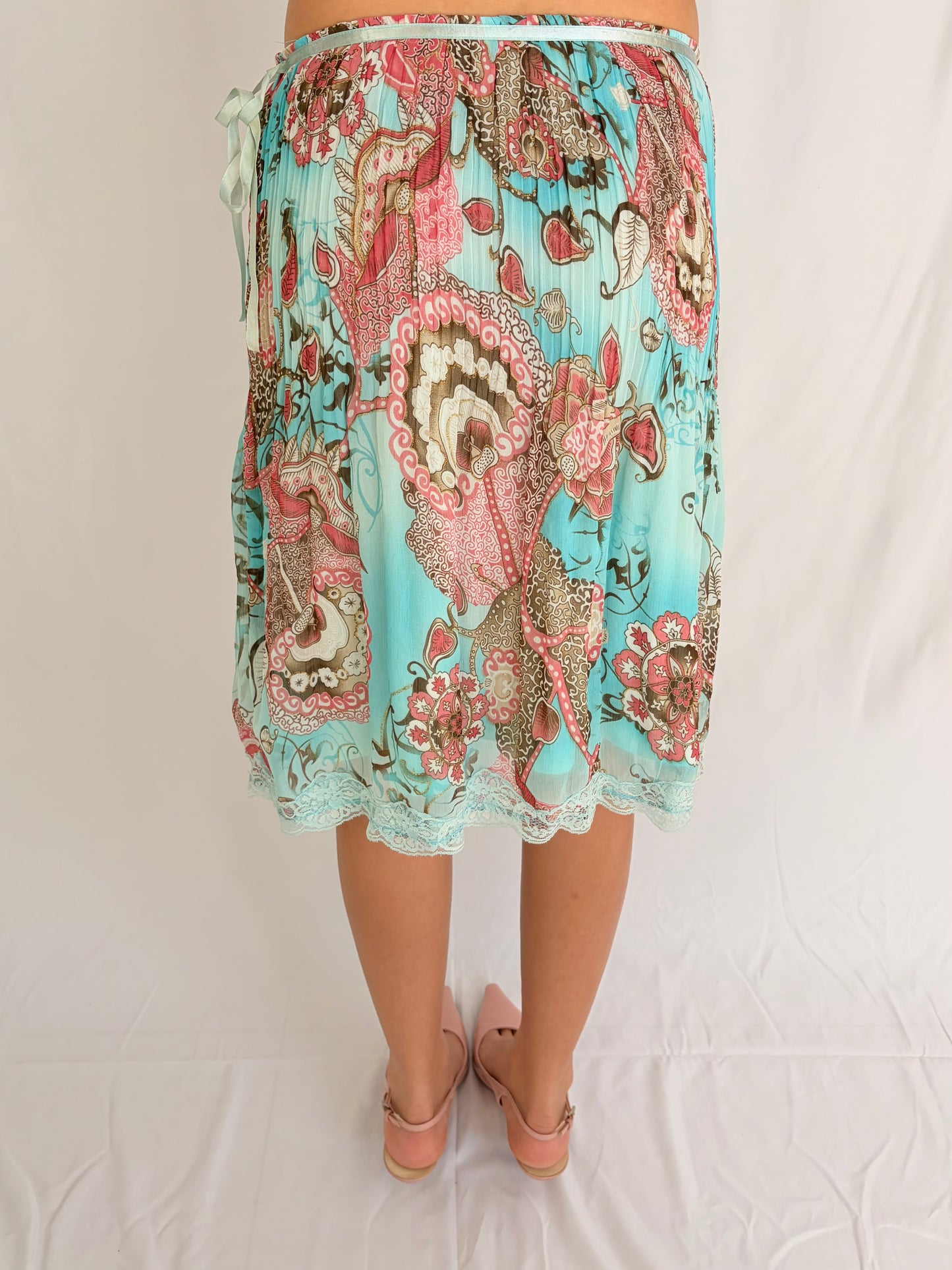 Y2K floral fairy midi skirt