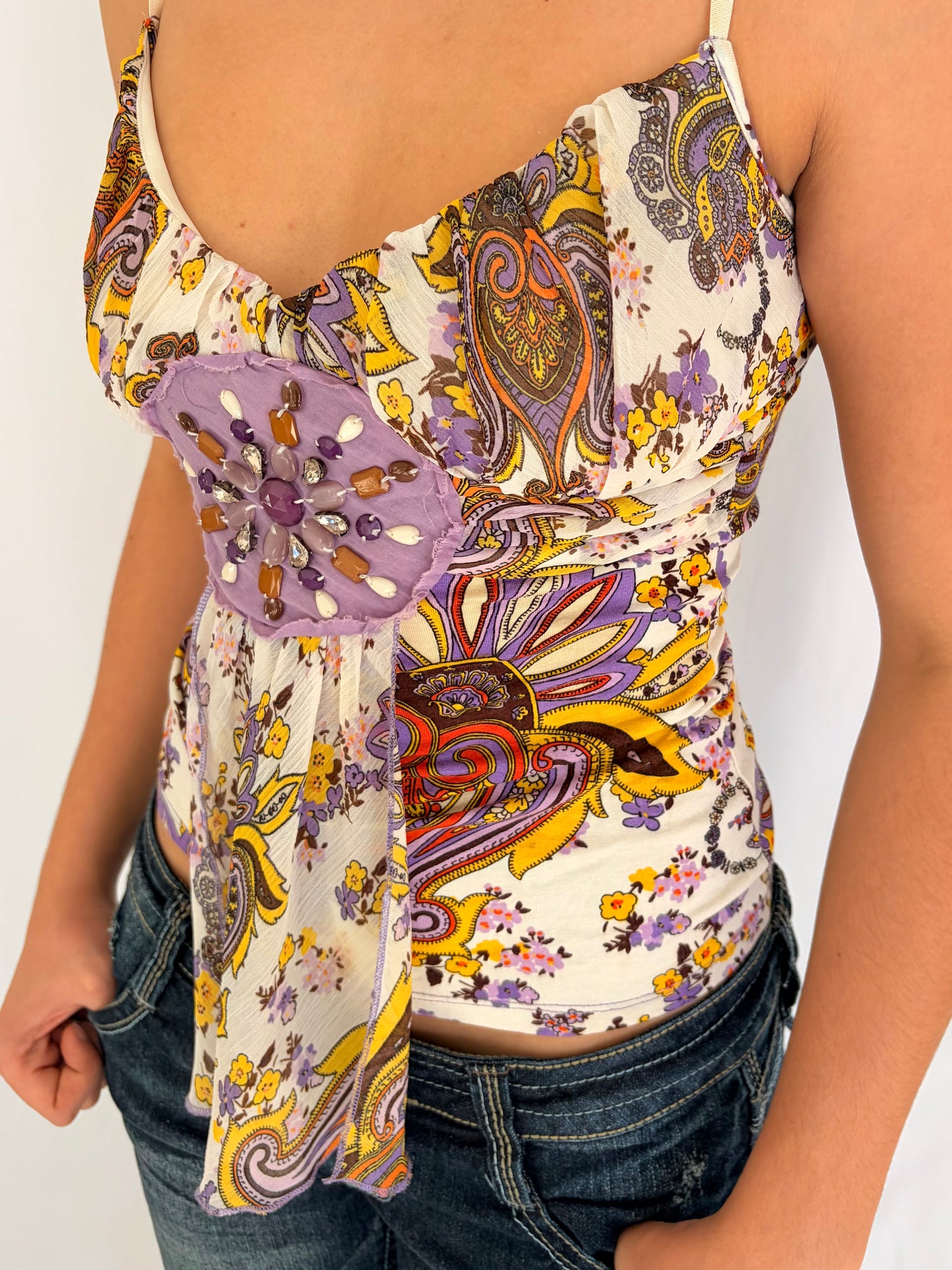 2000s paisley bead cami