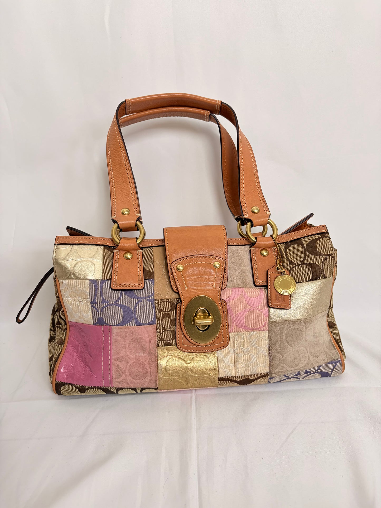 COACH patchwork turnlock handbag