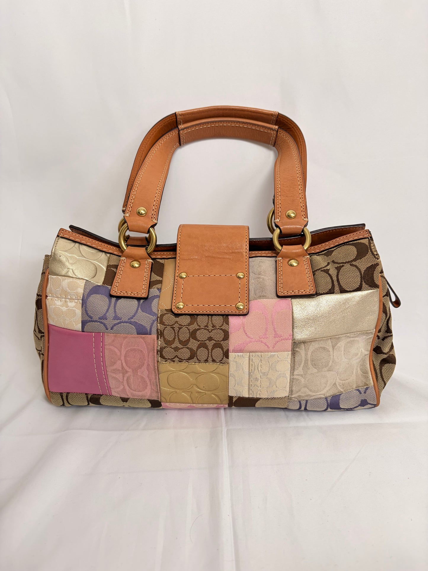 COACH patchwork turnlock handbag
