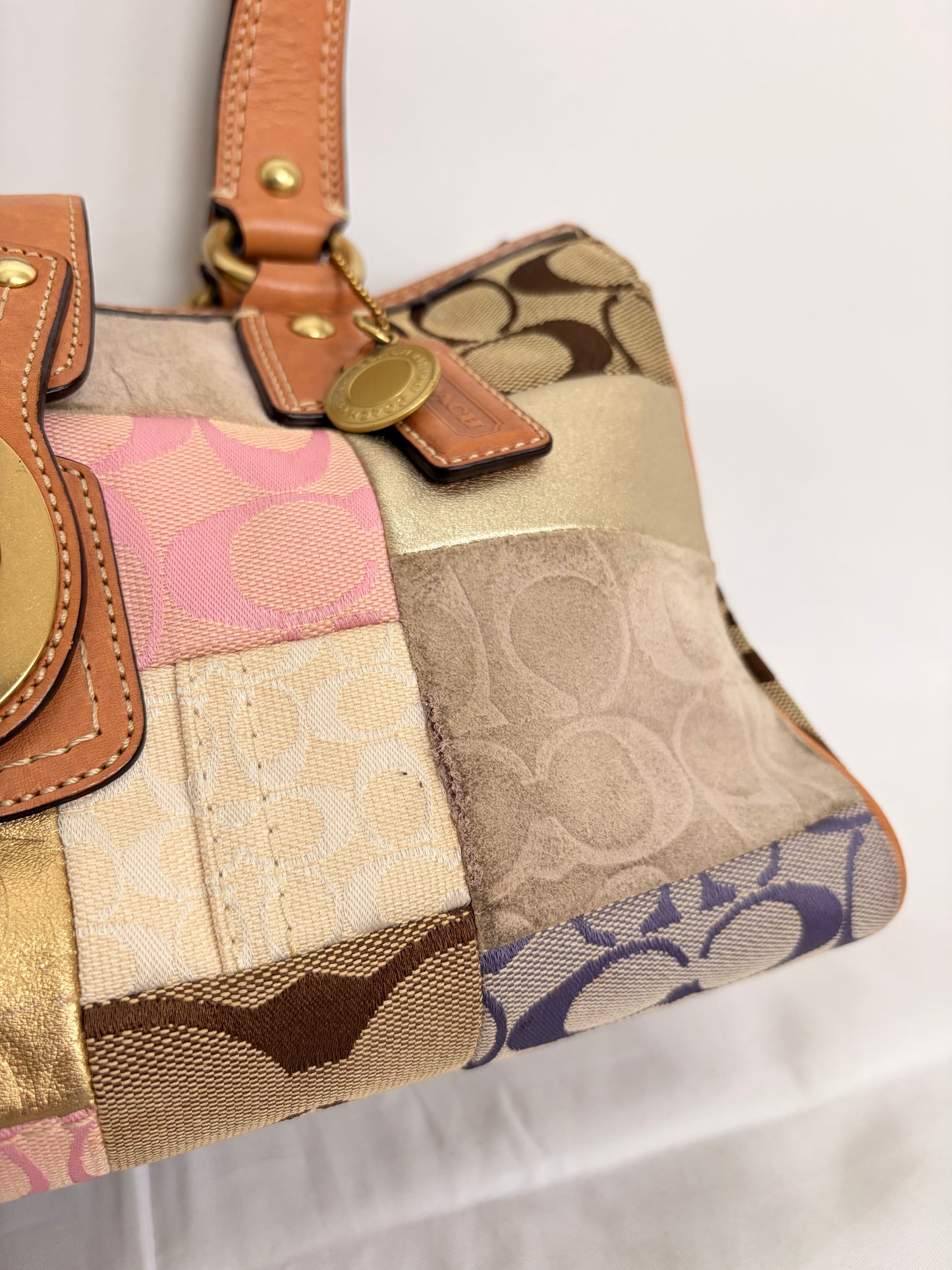 COACH patchwork turnlock handbag