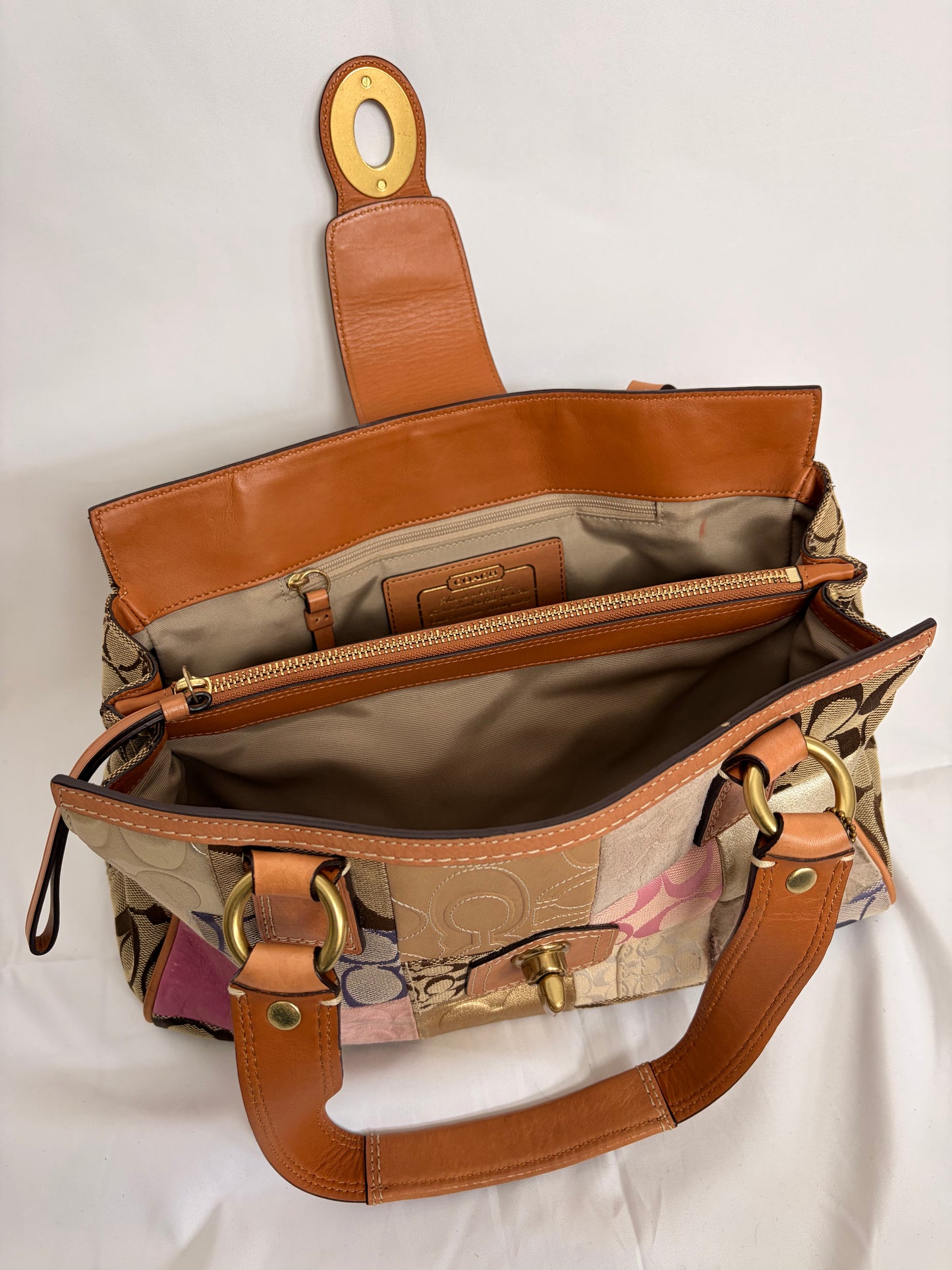 COACH patchwork turnlock handbag