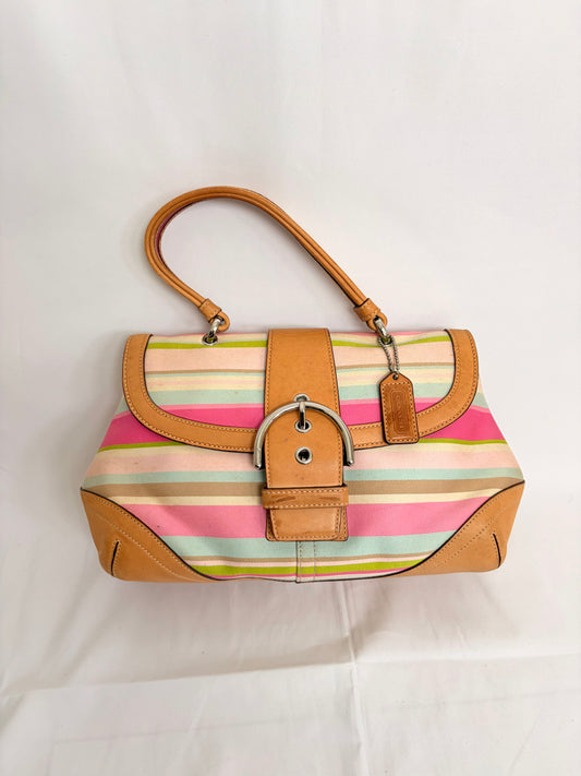 COACH hampton soho stripe handbag