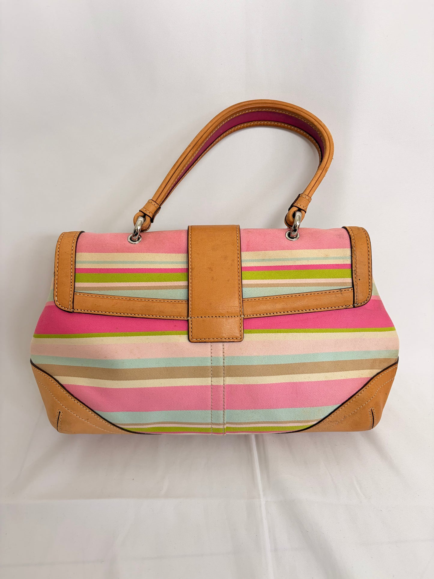 COACH hampton soho stripe handbag
