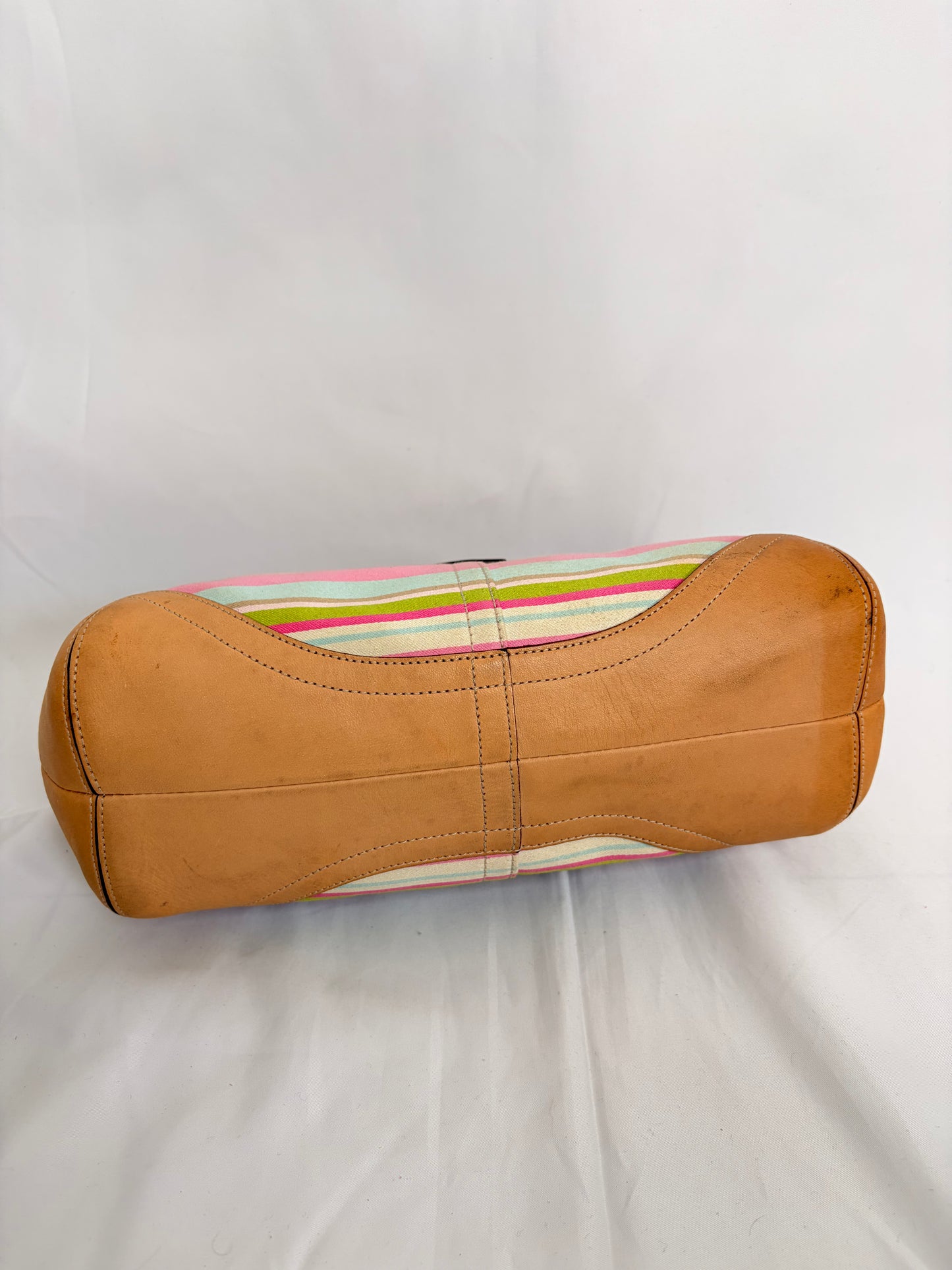 COACH hampton soho stripe handbag