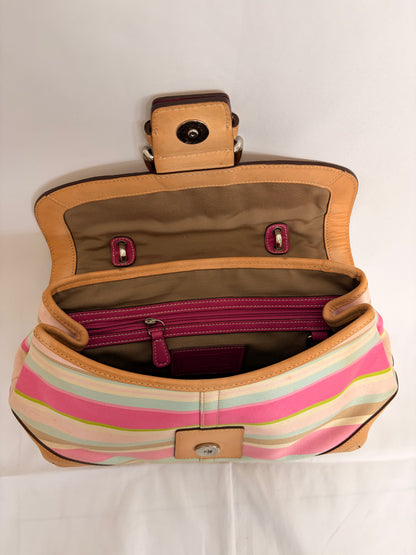 COACH hampton soho stripe handbag