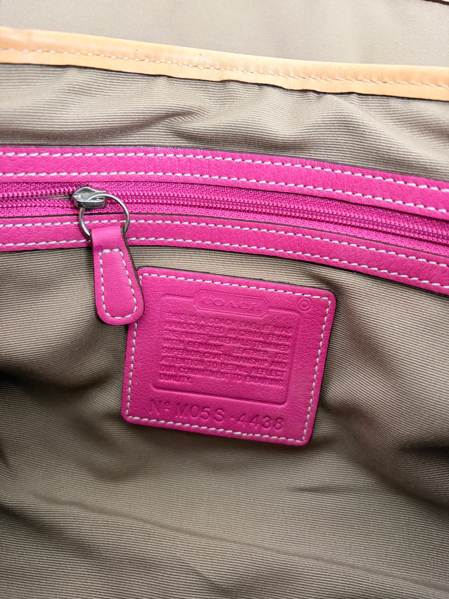 COACH hampton soho stripe handbag