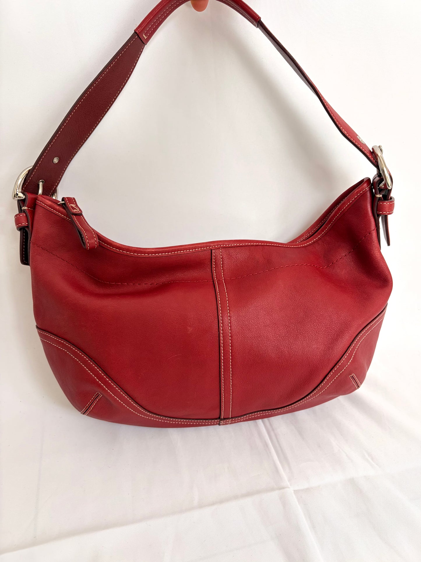 COACH red leather hobo handbag