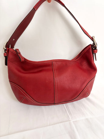 COACH red leather hobo handbag