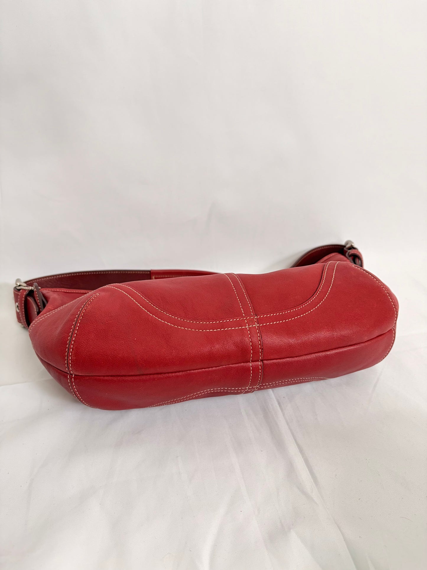 COACH red leather hobo handbag