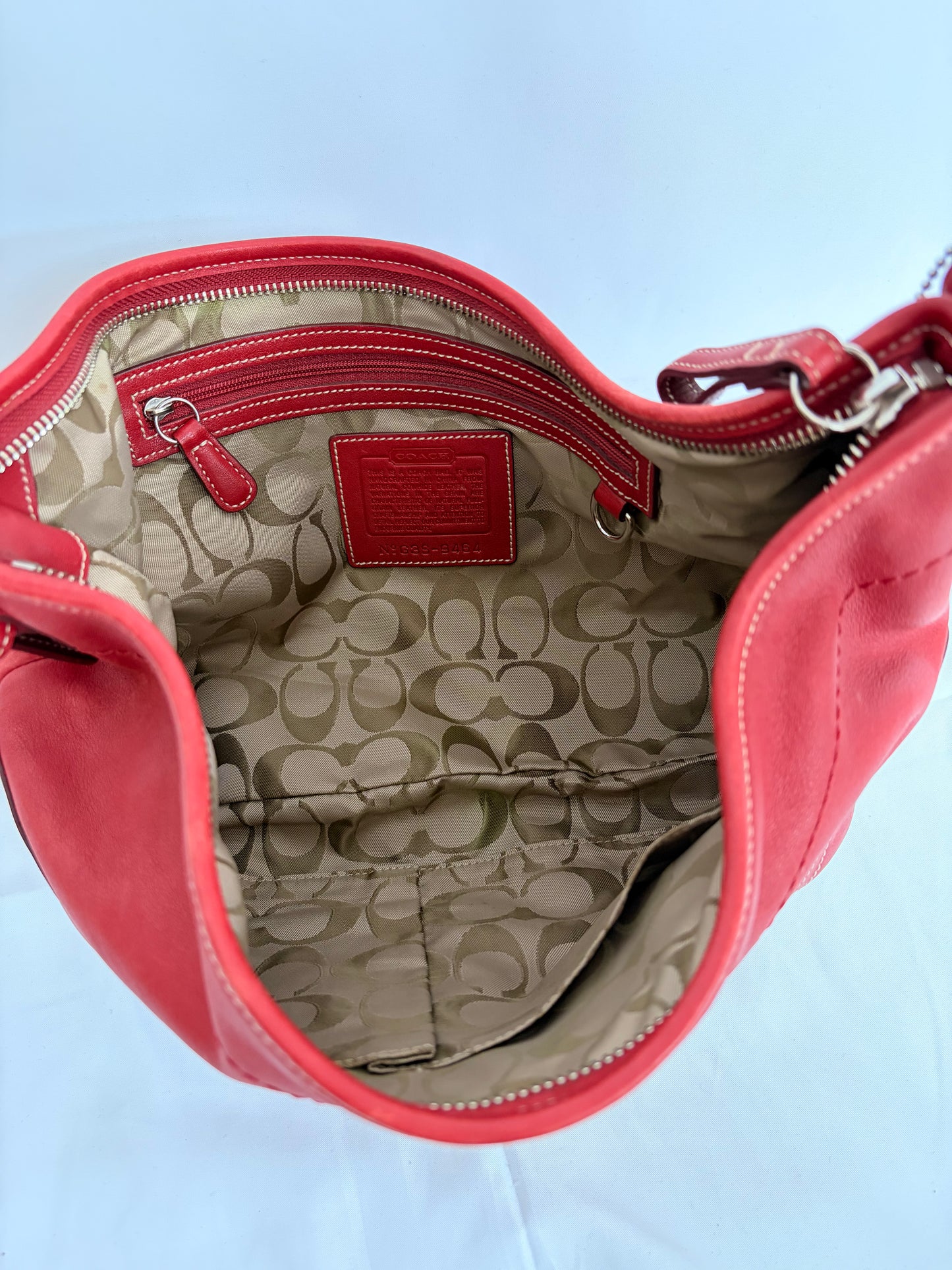 COACH red leather hobo handbag