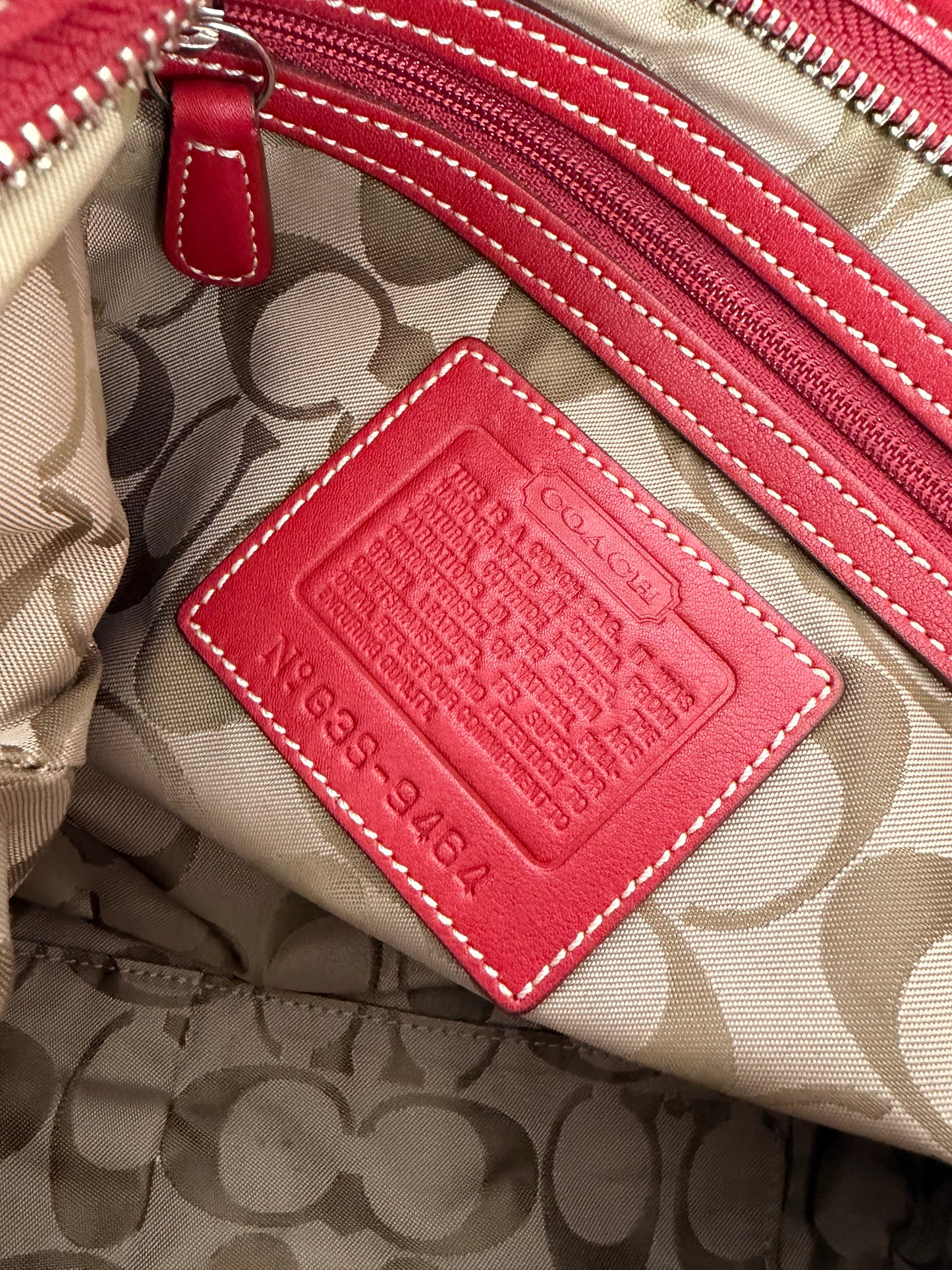 COACH red leather hobo handbag