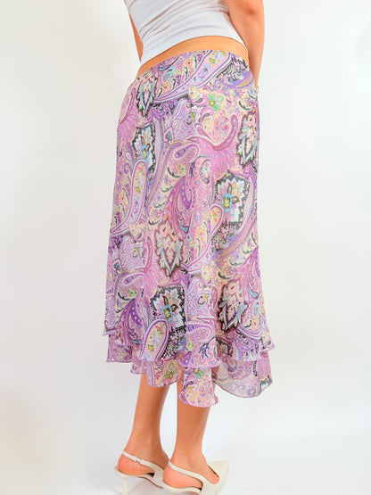 2000s paisley fairy midi skirt