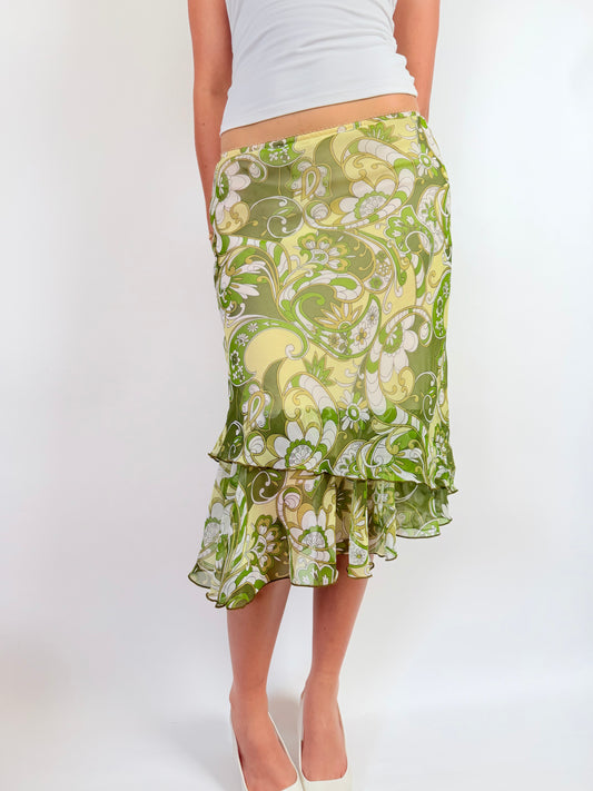 2000s floral fairy midi skirt
