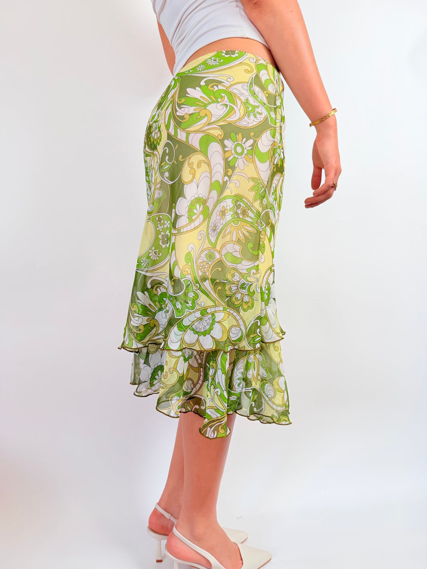 2000s floral fairy midi skirt
