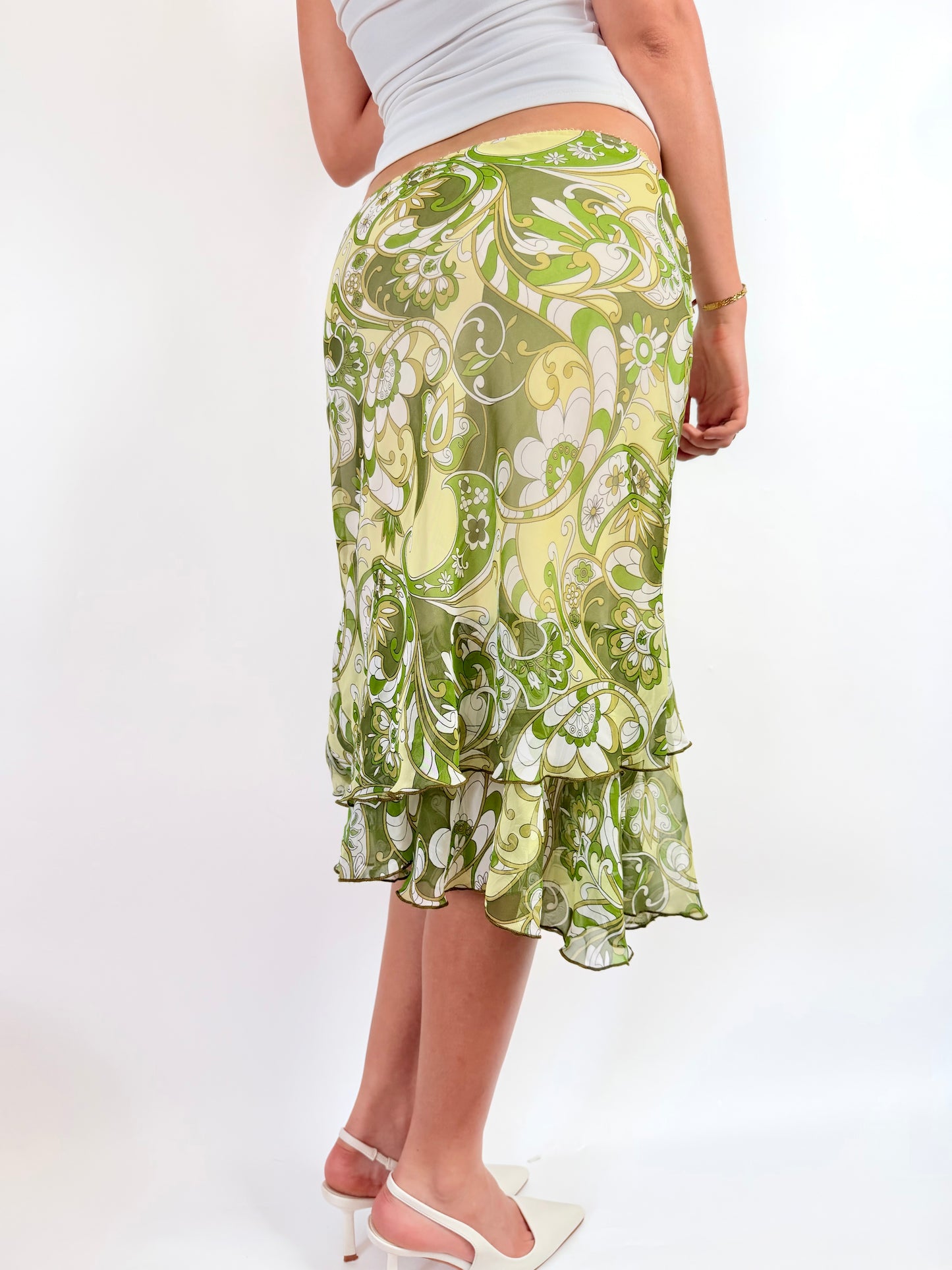 2000s floral fairy midi skirt