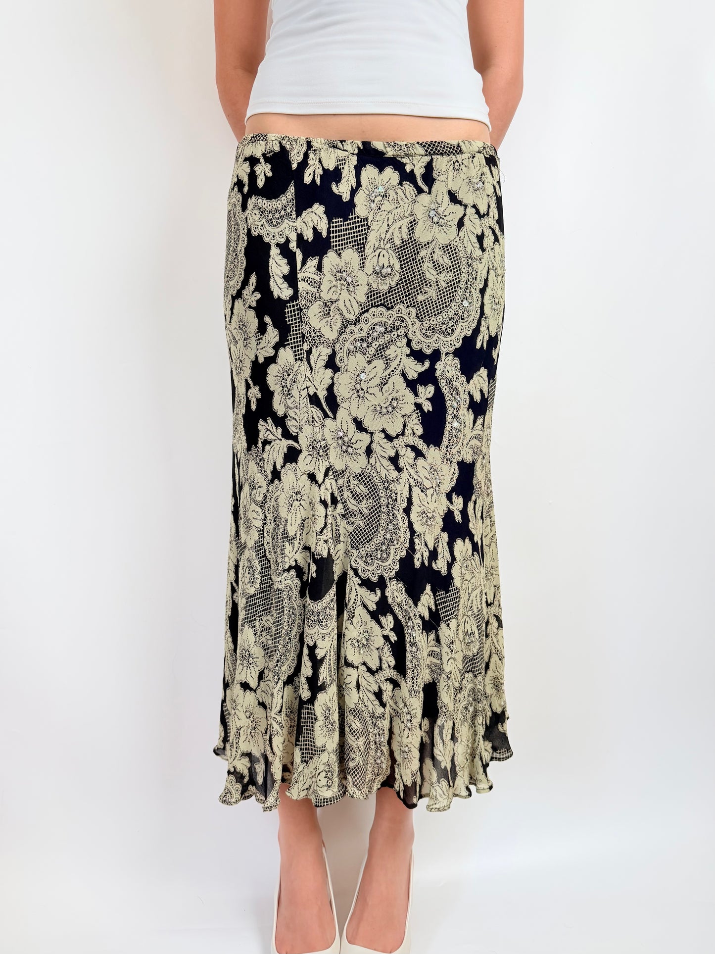 2000s fairy sequin maxi skirt