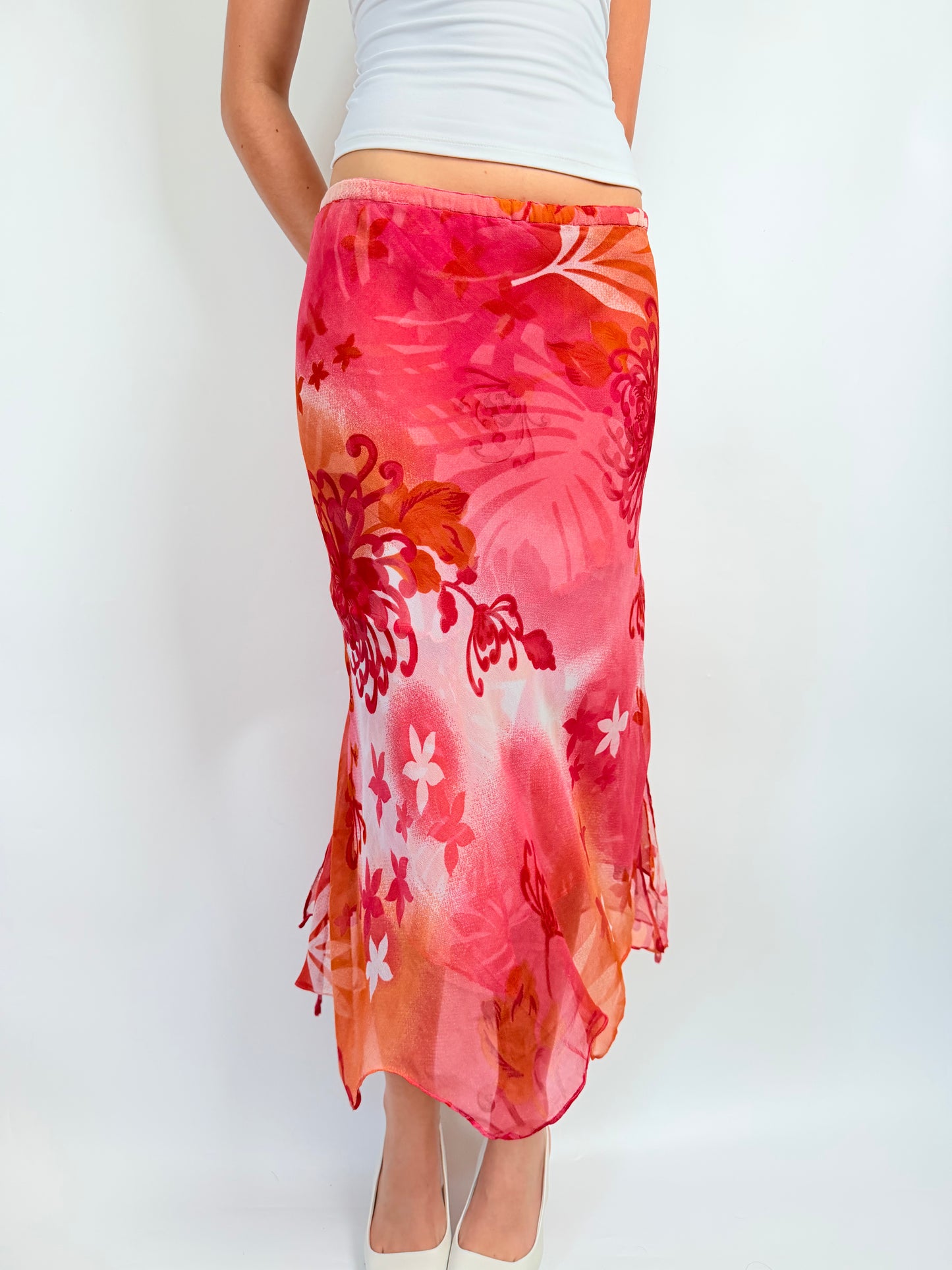 2000s floral reversible maxi skirt