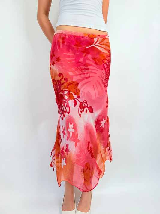 2000s floral reversible maxi skirt